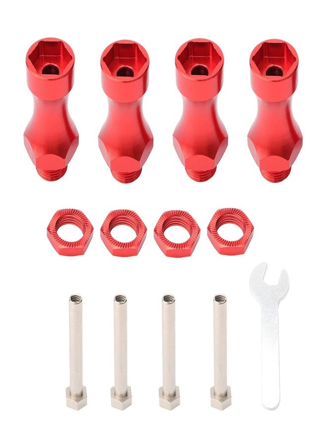 Rchobbytop 4pcs Aluminum 12mm to 17mm Wheel Hex Hub Conversion Adapter for 1/10 RC Buggy SCT Monster Truck Traxxas Redcat Arrma Upgrade Parts, Red - Image 5